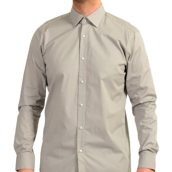Hugo Boss Men's "Valerio" Modern Fit Gray Long Sleeve Dress Shirt US 15.5 IT 39 - Picture 1 of 9